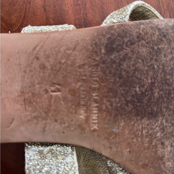 Manolo Blahnik Silver Glitter Sandals - Picture 4 of 4